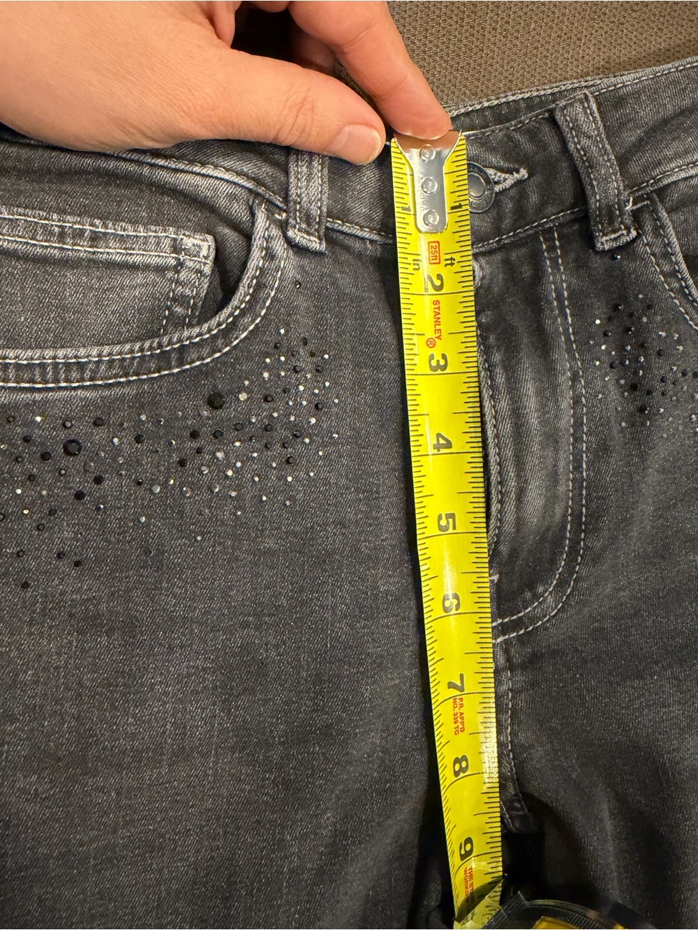 MNG Mango Rhinestone Embellished Black Flare Jeans - Size XS - Picture 8 of 9